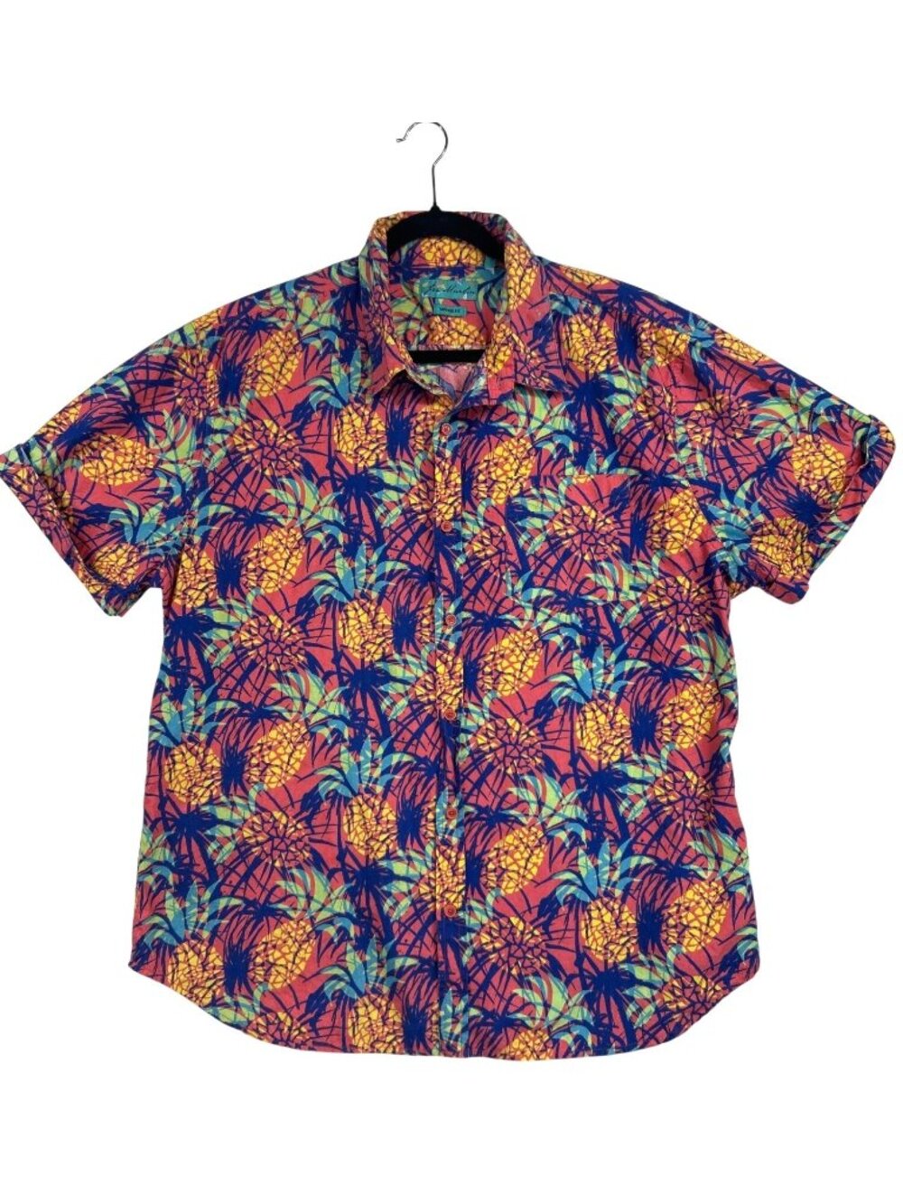 Joe Marlin Hawaiian Shirt Men's XXL Pineapple Tropical Button Up Resort Cruise
